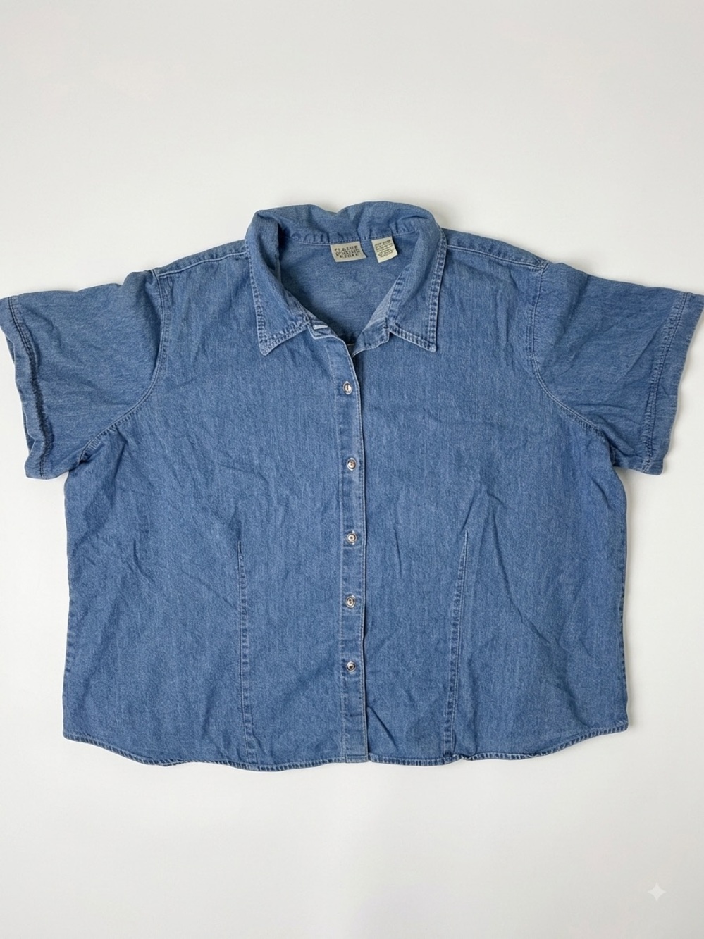 Vintage 90s Classic Elements Denim Shirt Chambray Top 2X Coastal Cowgirl